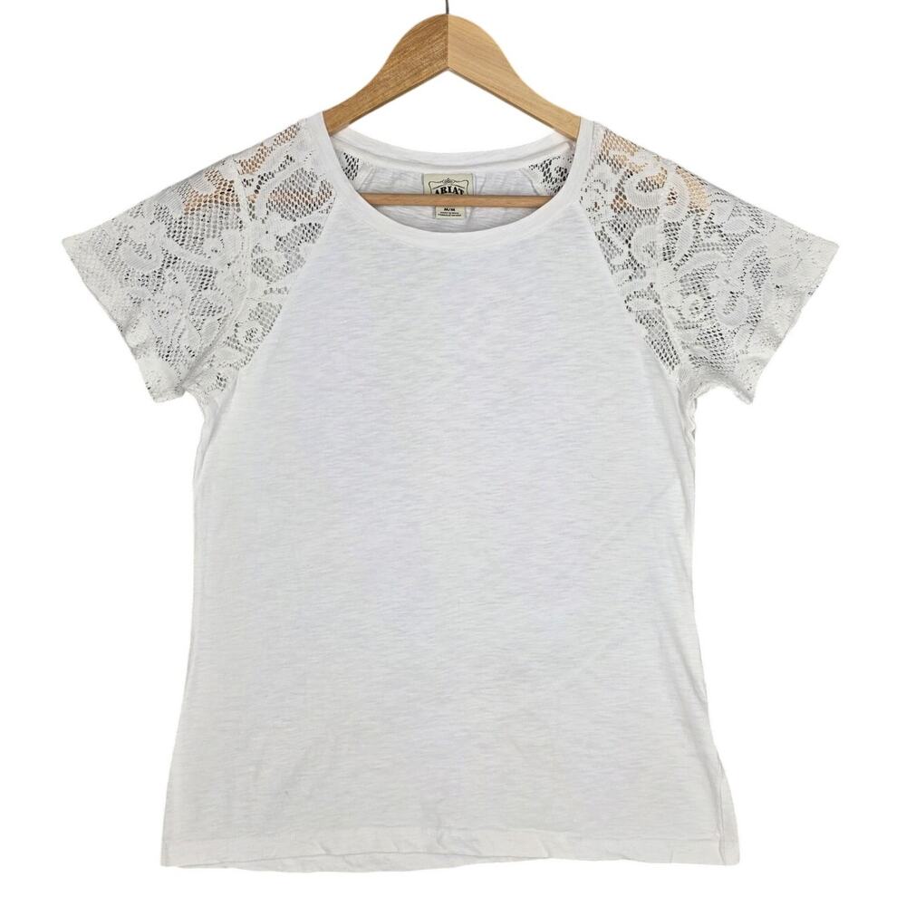 ARIAT LACE‑SLEEVE TOP – WOMEN’S MEDIUM – WHITE – 100% COTTON – STYLE 10014625